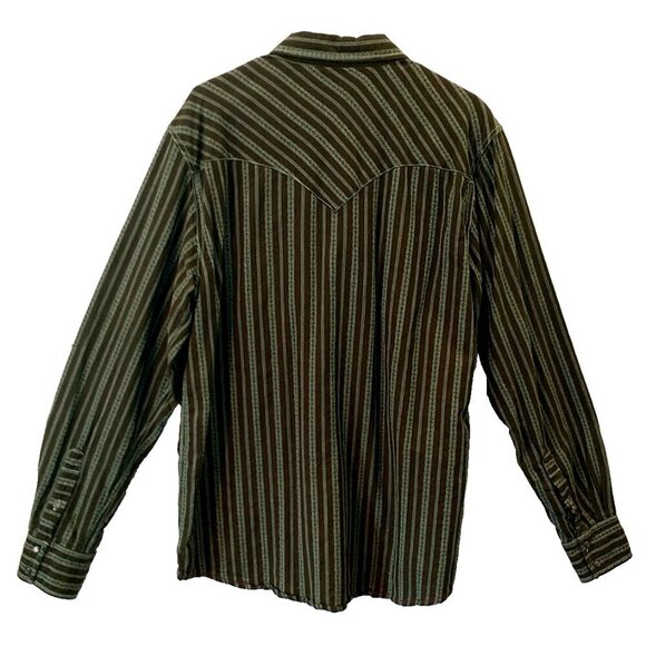 Southern Thread Shirt Men's Green Striped Cowboy Western Pearl Snap - XL - Picture 6 of 9